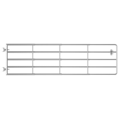 vidaXL 5-Rohre-Weidetor Stahl (115-300)×90 cm Silbern