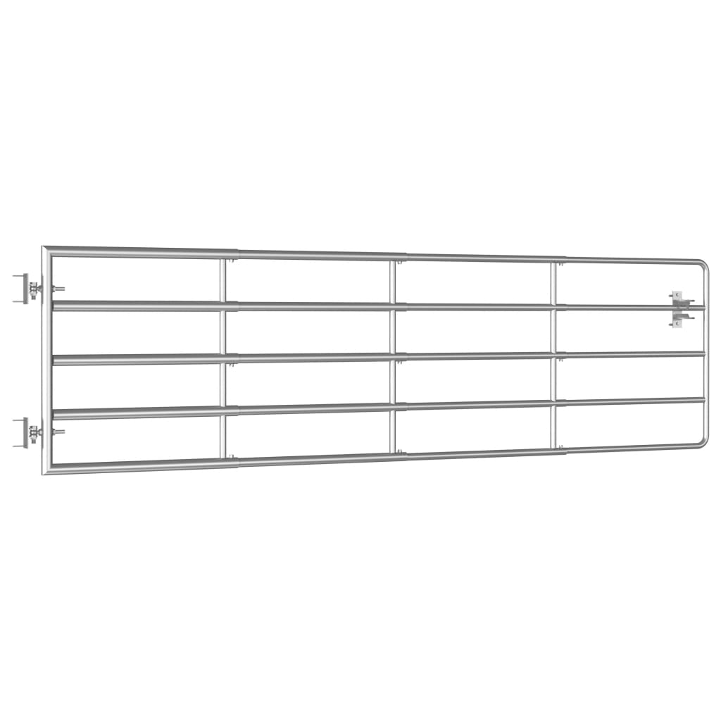 vidaXL 5-Rohre-Weidetor Stahl (115-300)×90 cm Silbern