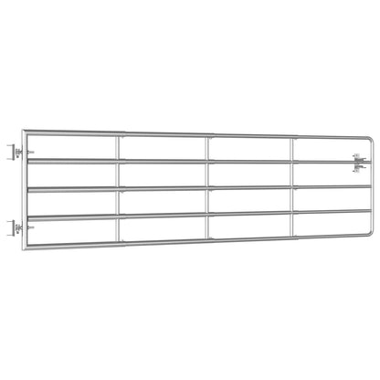 vidaXL 5-Rohre-Weidetor Stahl (115-300)×90 cm Silbern