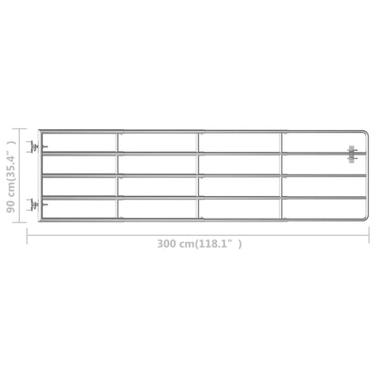vidaXL 5-Rohre-Weidetor Stahl (115-300)×90 cm Silbern