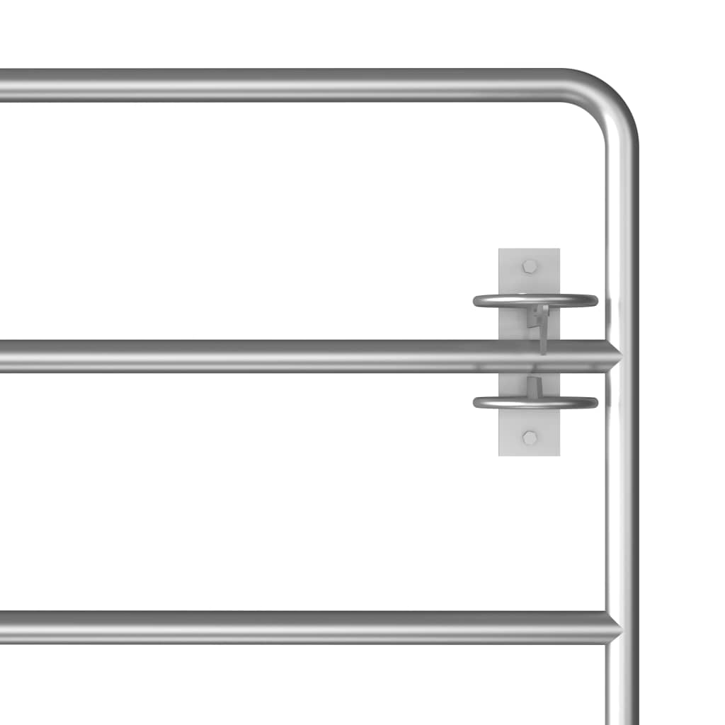 vidaXL 5-Rohre-Weidetor Stahl (150-400)×90 cm Silbern
