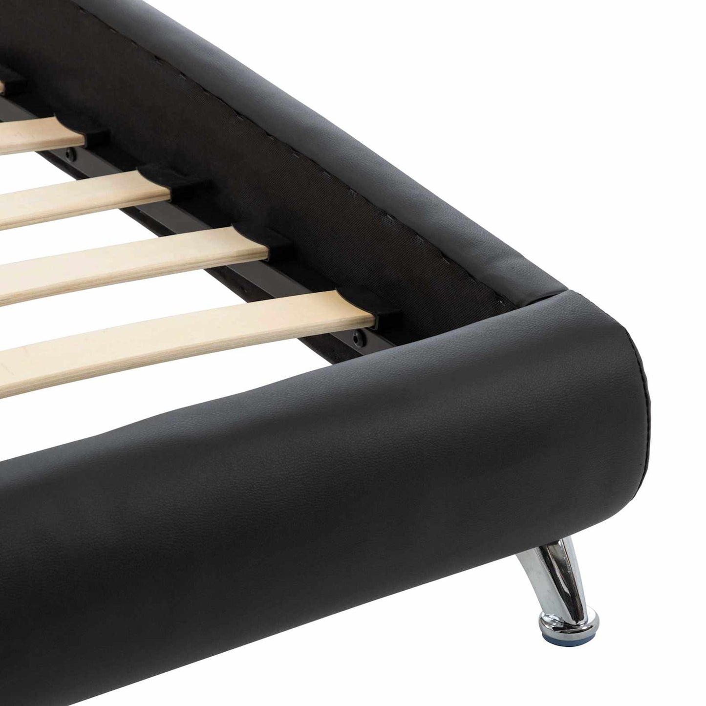 Bettrahmen mit Kopfteil Schwarz 160 x 200 cm Kunstleder