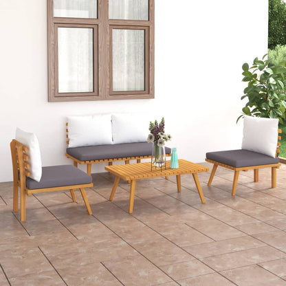 vidaXL Ensemble de salon de jardin 4 pcs avec coussins Bois d'acacia massif