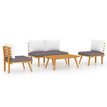 vidaXL Ensemble de salon de jardin 4 pcs avec coussins Bois d'acacia massif