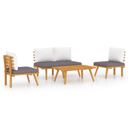 vidaXL Ensemble de salon de jardin 4 pcs avec coussins Bois d'acacia massif