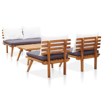 vidaXL Ensemble de salon de jardin 4 pcs avec coussins Bois d'acacia massif