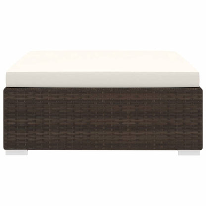 Modular-Fußhocker mit Kissen Poly Rattan Braun