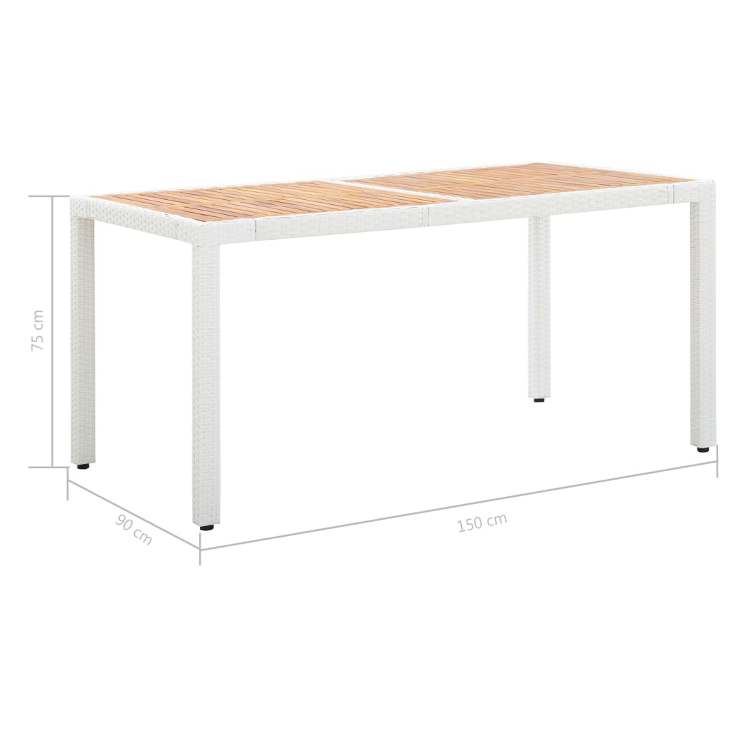vidaXL 7-tlg. Garten-Essgruppe Poly Rattan Weiß