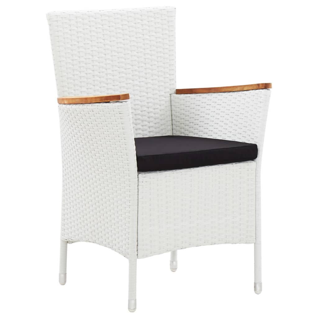 vidaXL 7-tlg. Garten-Essgruppe Poly Rattan Weiß