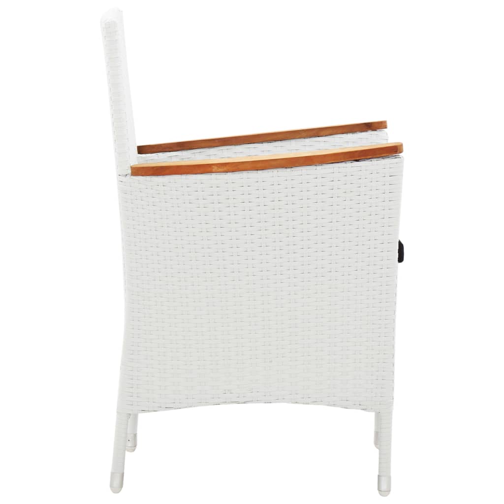vidaXL 7-tlg. Garten-Essgruppe Poly Rattan Weiß