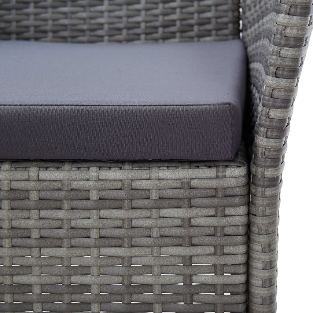 vidaXL 5-tlg. Garten-Essgruppe mit Auflagen Poly Rattan Grau