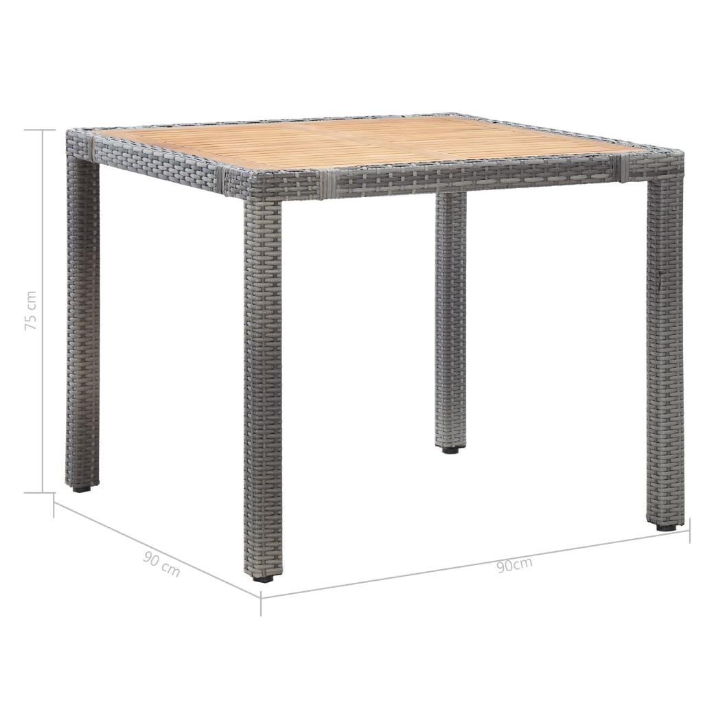 vidaXL 5-tlg. Garten-Essgruppe mit Auflagen Poly Rattan Grau