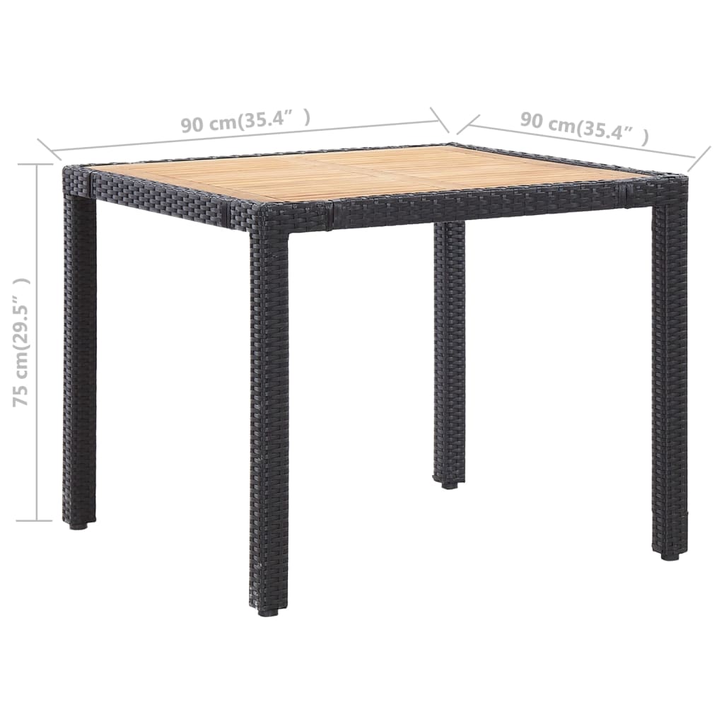 vidaXL 5-tlg. Garten-Essgruppe mit Kissen Poly Rattan Schwarz
