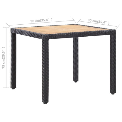vidaXL 5-tlg. Garten-Essgruppe mit Kissen Poly Rattan Schwarz