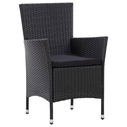 vidaXL 5-tlg. Garten-Essgruppe mit Kissen Poly Rattan Schwarz