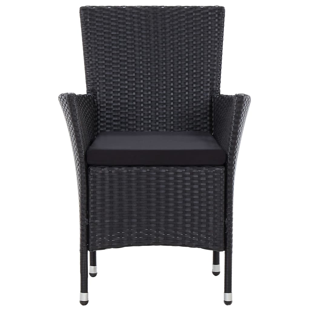 vidaXL 5-tlg. Garten-Essgruppe mit Kissen Poly Rattan Schwarz