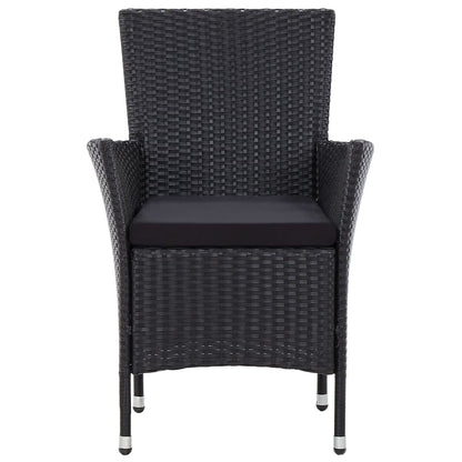 vidaXL 5-tlg. Garten-Essgruppe mit Kissen Poly Rattan Schwarz