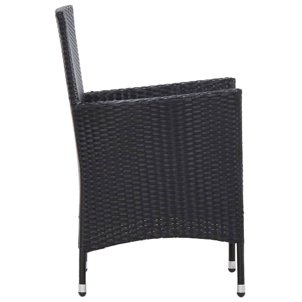 vidaXL 5-tlg. Garten-Essgruppe mit Kissen Poly Rattan Schwarz