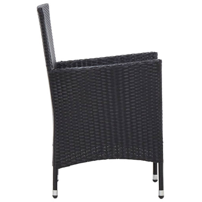 vidaXL 5-tlg. Garten-Essgruppe mit Kissen Poly Rattan Schwarz