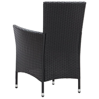 vidaXL 5-tlg. Garten-Essgruppe mit Kissen Poly Rattan Schwarz