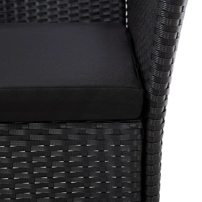 vidaXL 5-tlg. Garten-Essgruppe mit Kissen Poly Rattan Schwarz