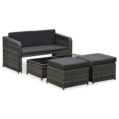 vidaXL Salon de jardin 4 pcs avec coussins résine tressée anthracite
