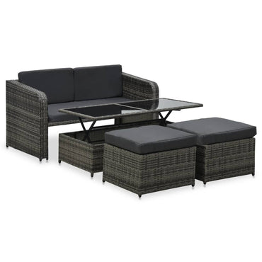 vidaXL Salon de jardin 4 pcs avec coussins résine tressée anthracite