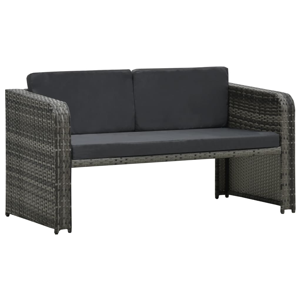 vidaXL Salon de jardin 4 pcs avec coussins résine tressée anthracite