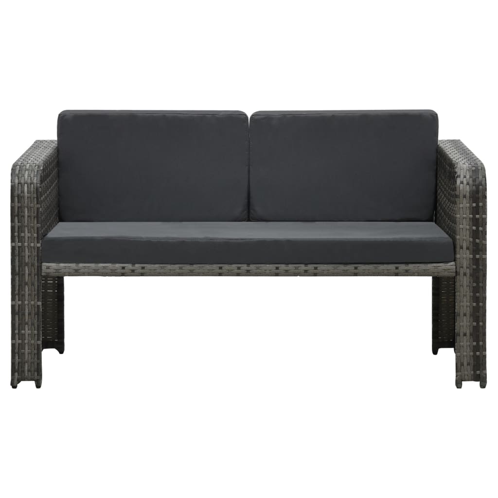 vidaXL Salon de jardin 4 pcs avec coussins résine tressée anthracite