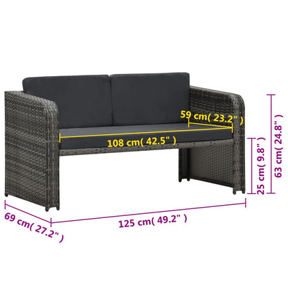 vidaXL Salon de jardin 4 pcs avec coussins résine tressée anthracite