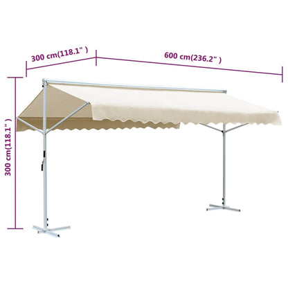 vidaXL Store banne autoportant 600x300 cm Crème