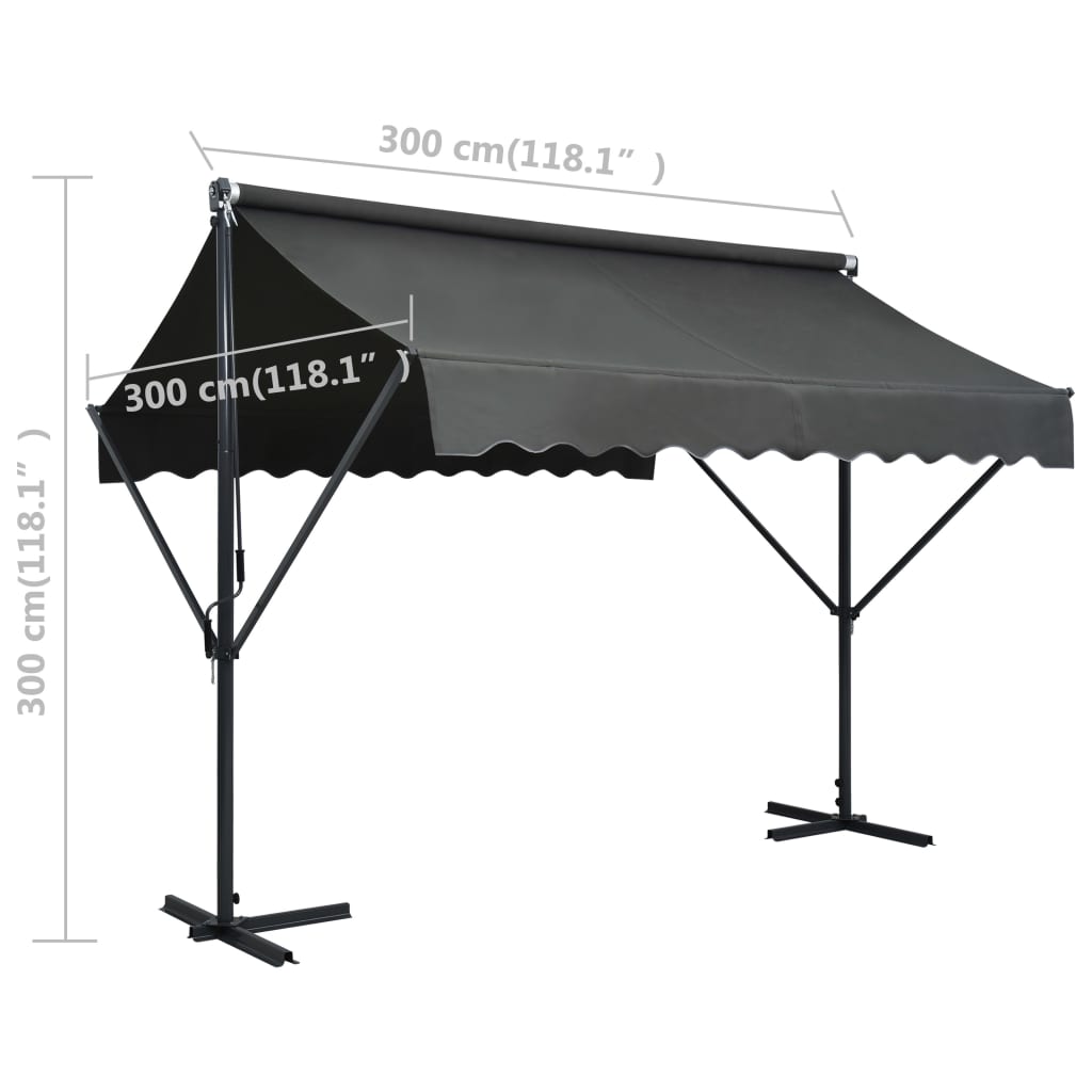 vidaXL Store banne autoportant 300x300 cm Anthracite