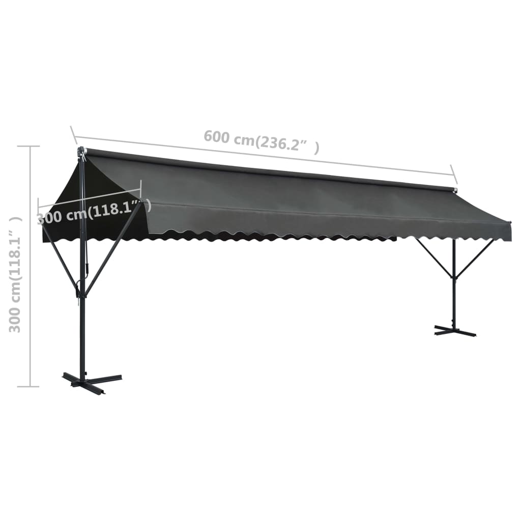 vidaXL Freistehende Markise 600x300 cm Anthrazit