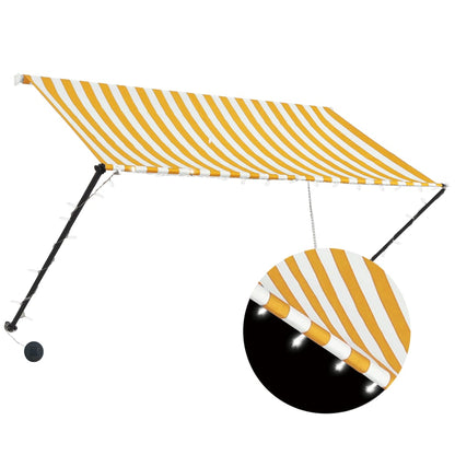 vidaXL Einziehbare Markise mit LED 250×150 cm Gelb und Weiß