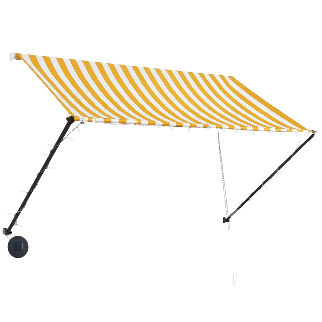 vidaXL Einziehbare Markise mit LED 250×150 cm Gelb und Weiß