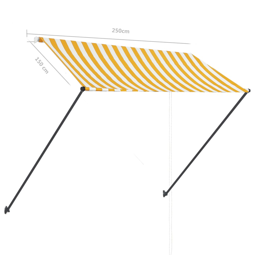 vidaXL Einziehbare Markise mit LED 250×150 cm Gelb und Weiß