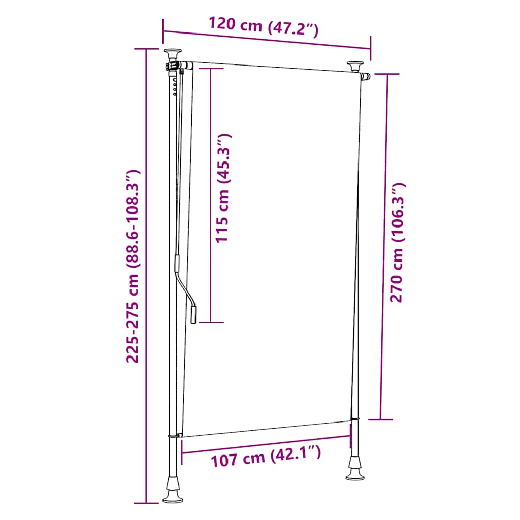 vidaXL Außenrollo 120 x 270 cm Anthrazit