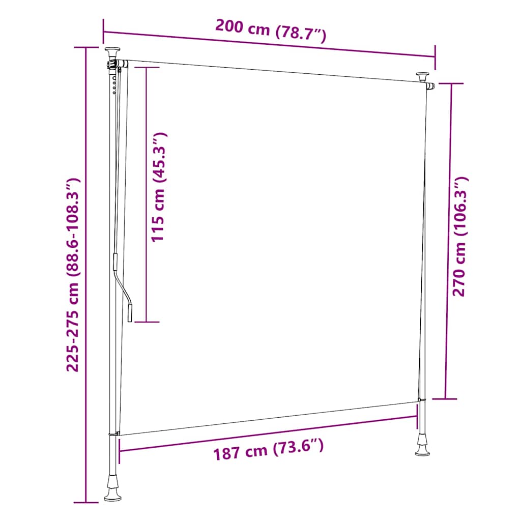 vidaXL Außenrollo 200 x 270 cm Anthrazit