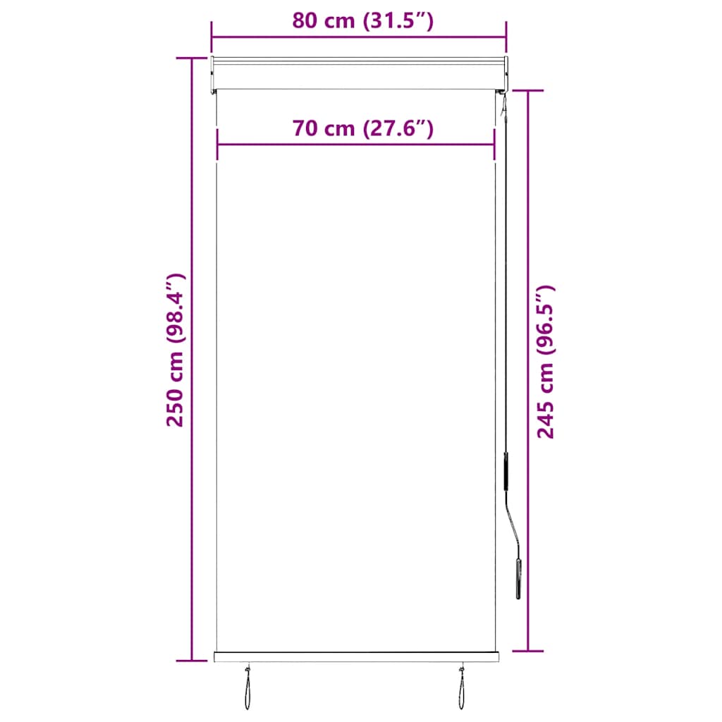vidaXL Store extérieur 80 x 250 cm Crème