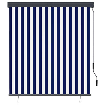 vidaXL Store extérieur 140x250 cm Bleu et Blanc