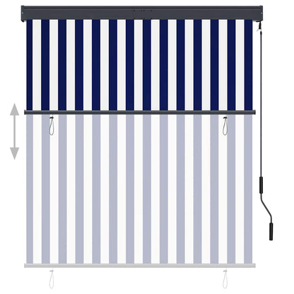 vidaXL Store extérieur 140x250 cm Bleu et Blanc