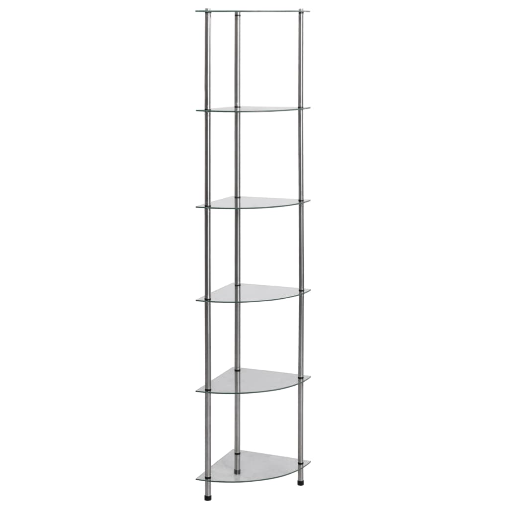 vidaXL Regal mit 6 Ablagen Transparent 30x30x160 cm Hartglas