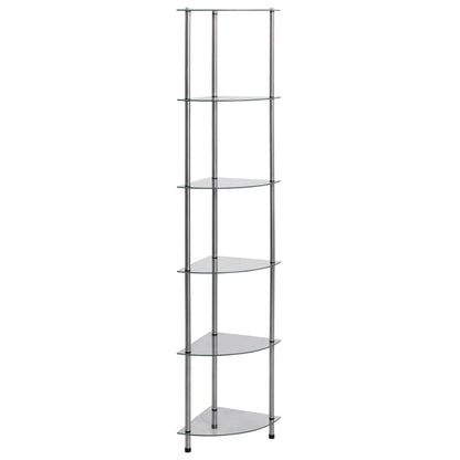 vidaXL Regal mit 6 Ablagen Transparent 30x30x160 cm Hartglas