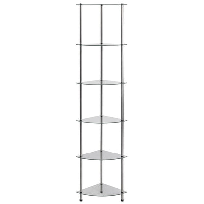 vidaXL Regal mit 6 Ablagen Transparent 30x30x160 cm Hartglas