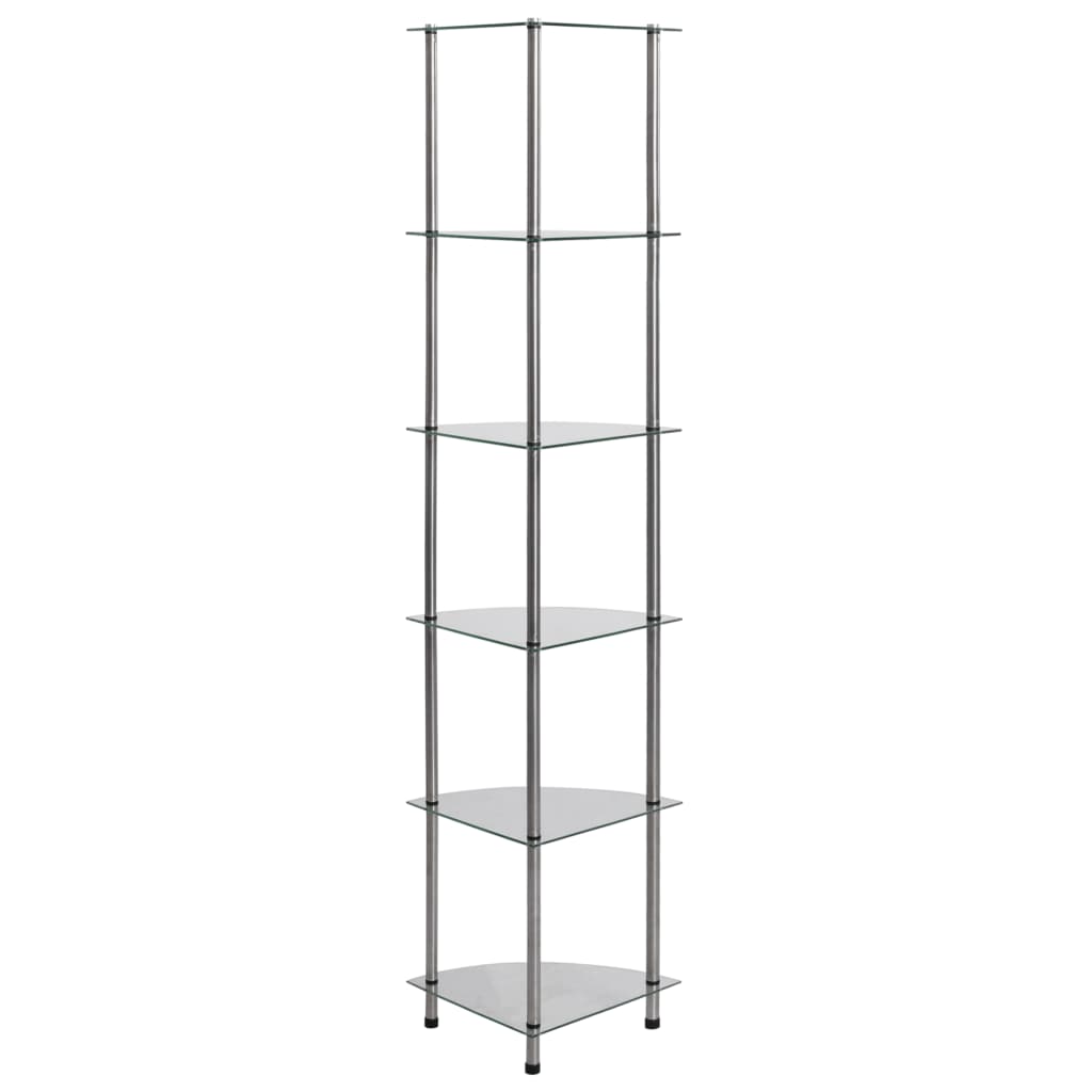 vidaXL Regal mit 6 Ablagen Transparent 30x30x160 cm Hartglas