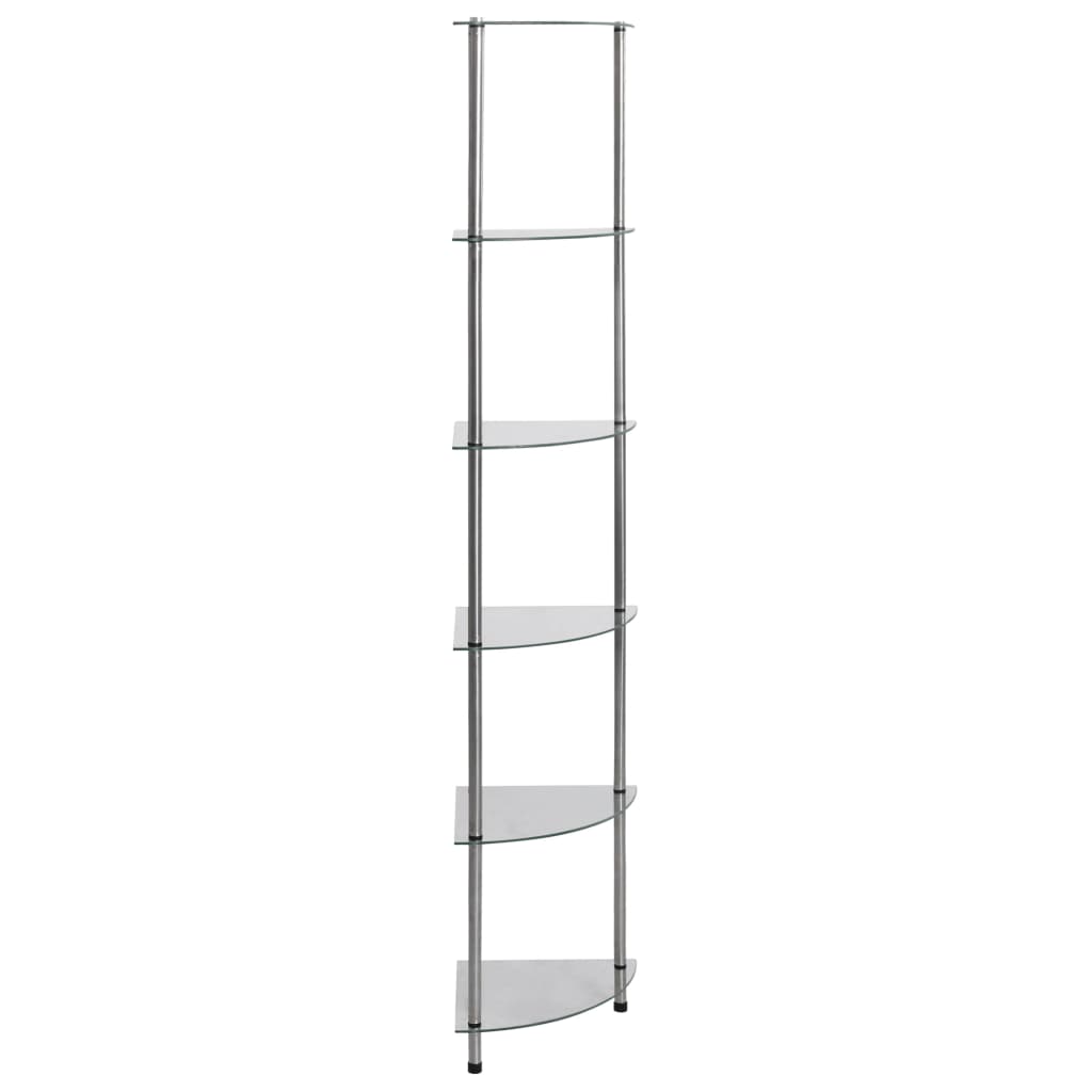 vidaXL Regal mit 6 Ablagen Transparent 30x30x160 cm Hartglas