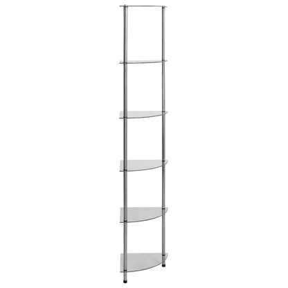 vidaXL Regal mit 6 Ablagen Transparent 30x30x160 cm Hartglas