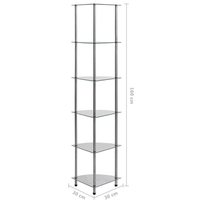 vidaXL Regal mit 6 Ablagen Transparent 30x30x160 cm Hartglas