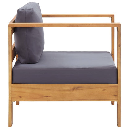 vidaXL Salon de jardin 4 pièces avec coussins Gris Bois d'acacia massif