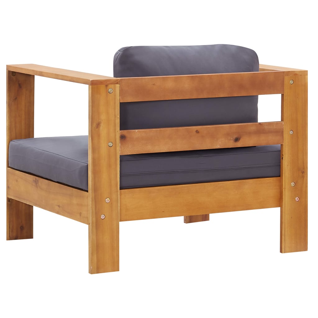 vidaXL Salon de jardin 4 pièces avec coussins Gris Bois d'acacia massif